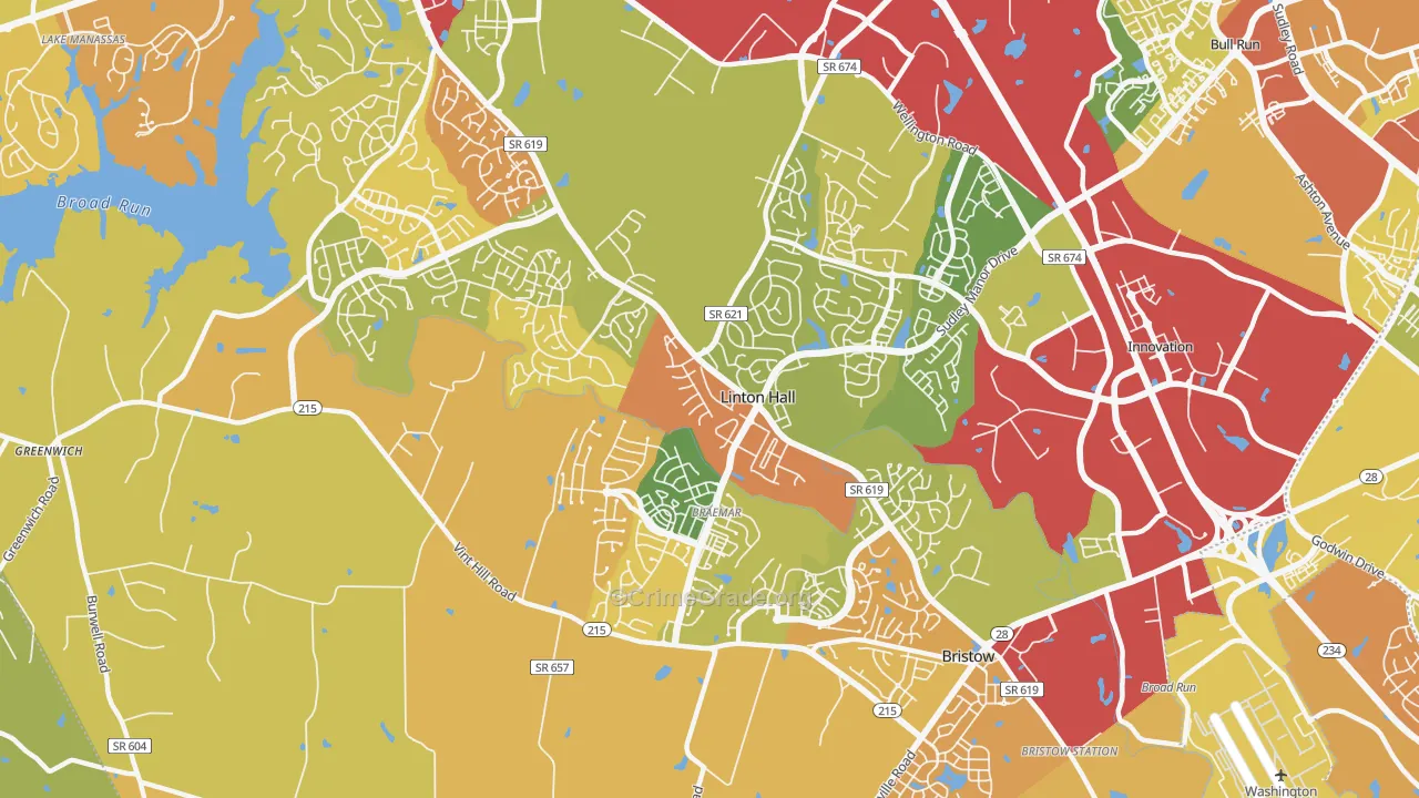 Linton Hall, VA Map of Murder Rates