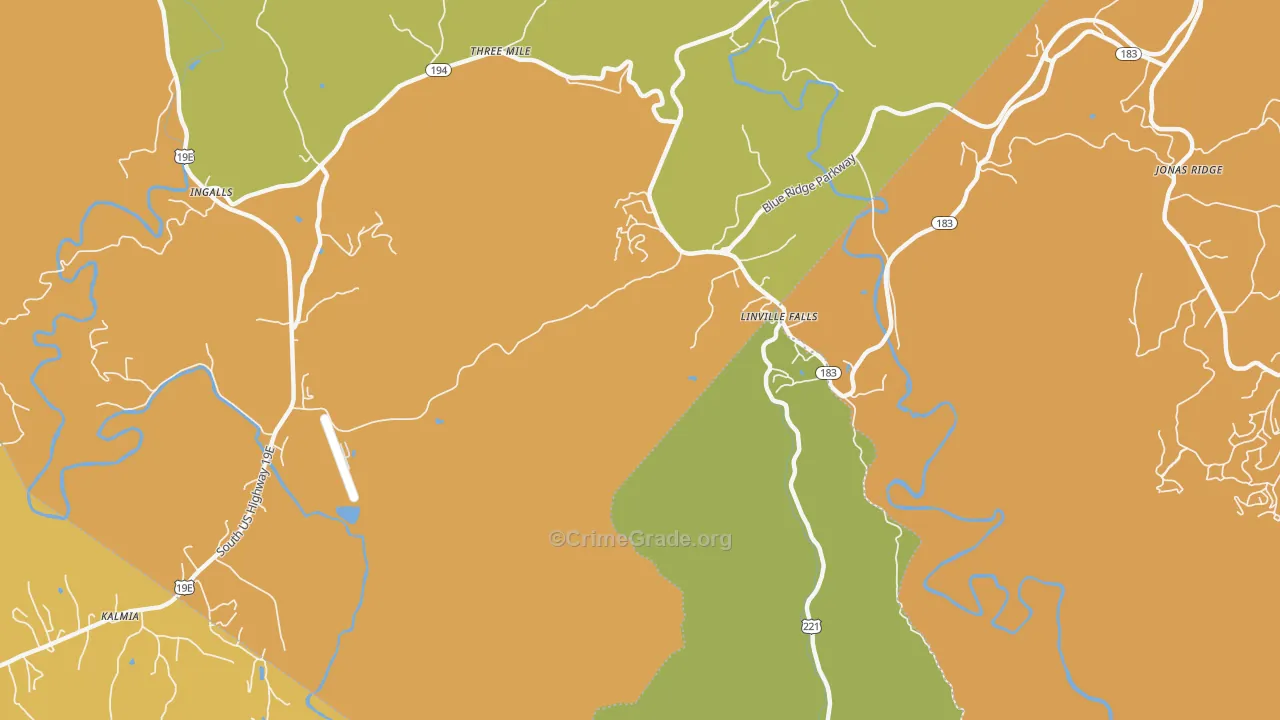 Linville Falls, NC Map of Murder Rates