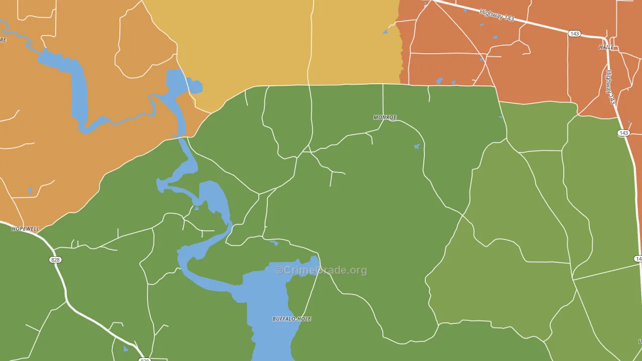Linville, LA Map of Murder Rates