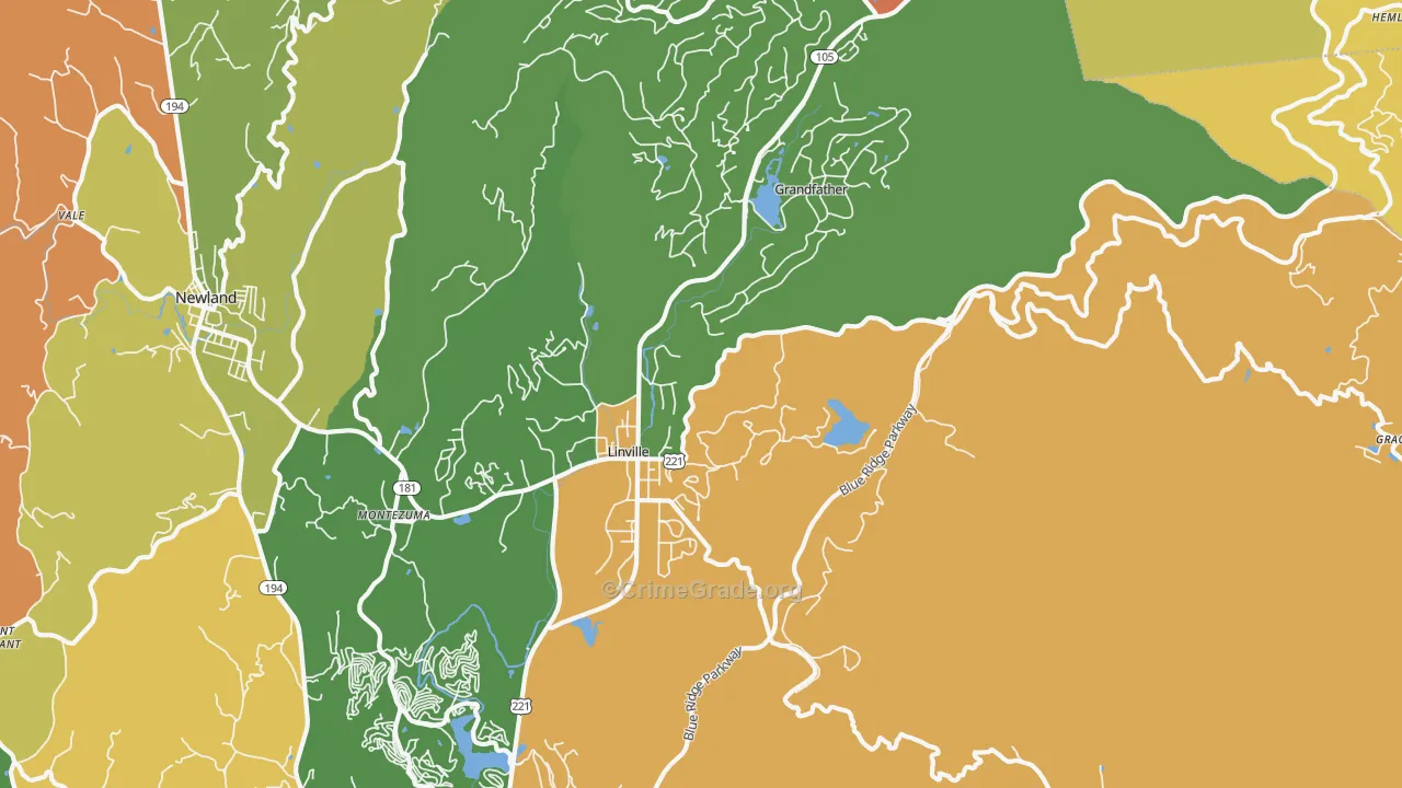 Linville, NC Map of Murder Rates