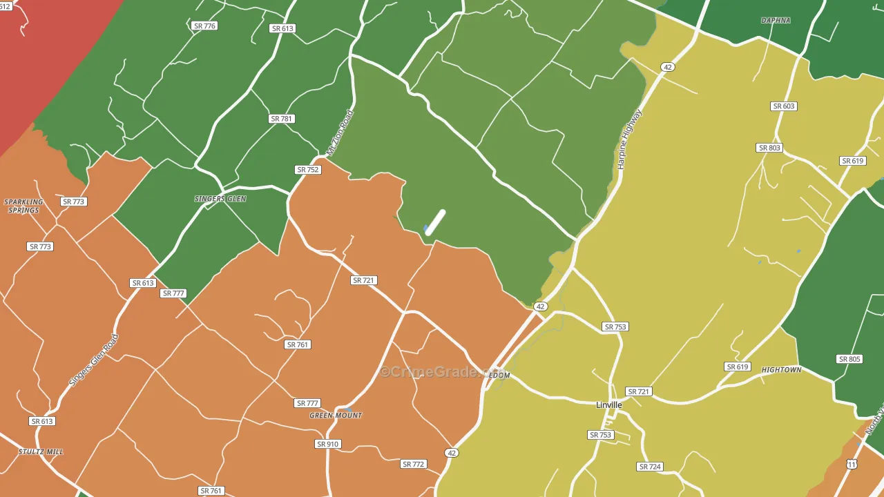 Linville, VA Map of Murder Rates