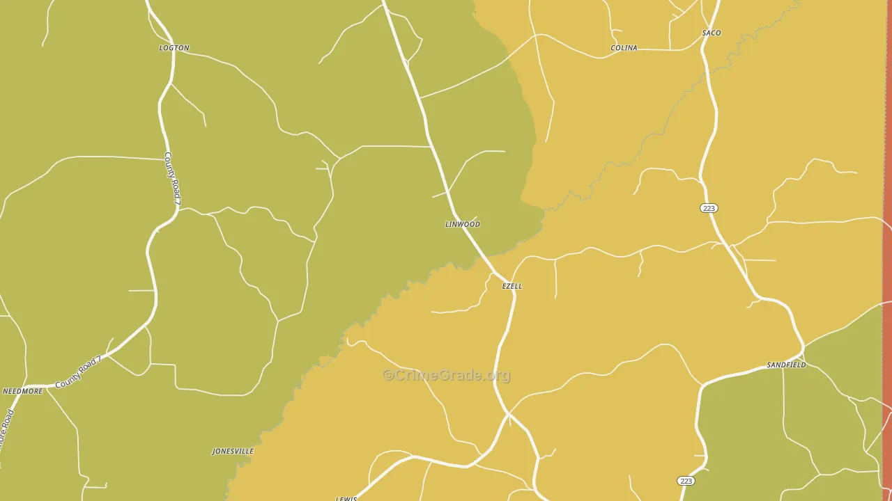 Linwood, AL Map of Murder Rates
