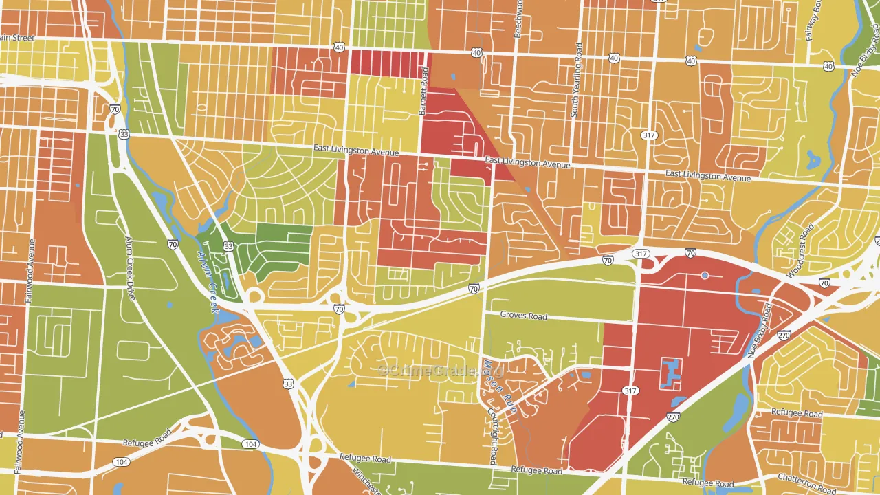 Linwood, Columbus, OH Map of Murder Rates