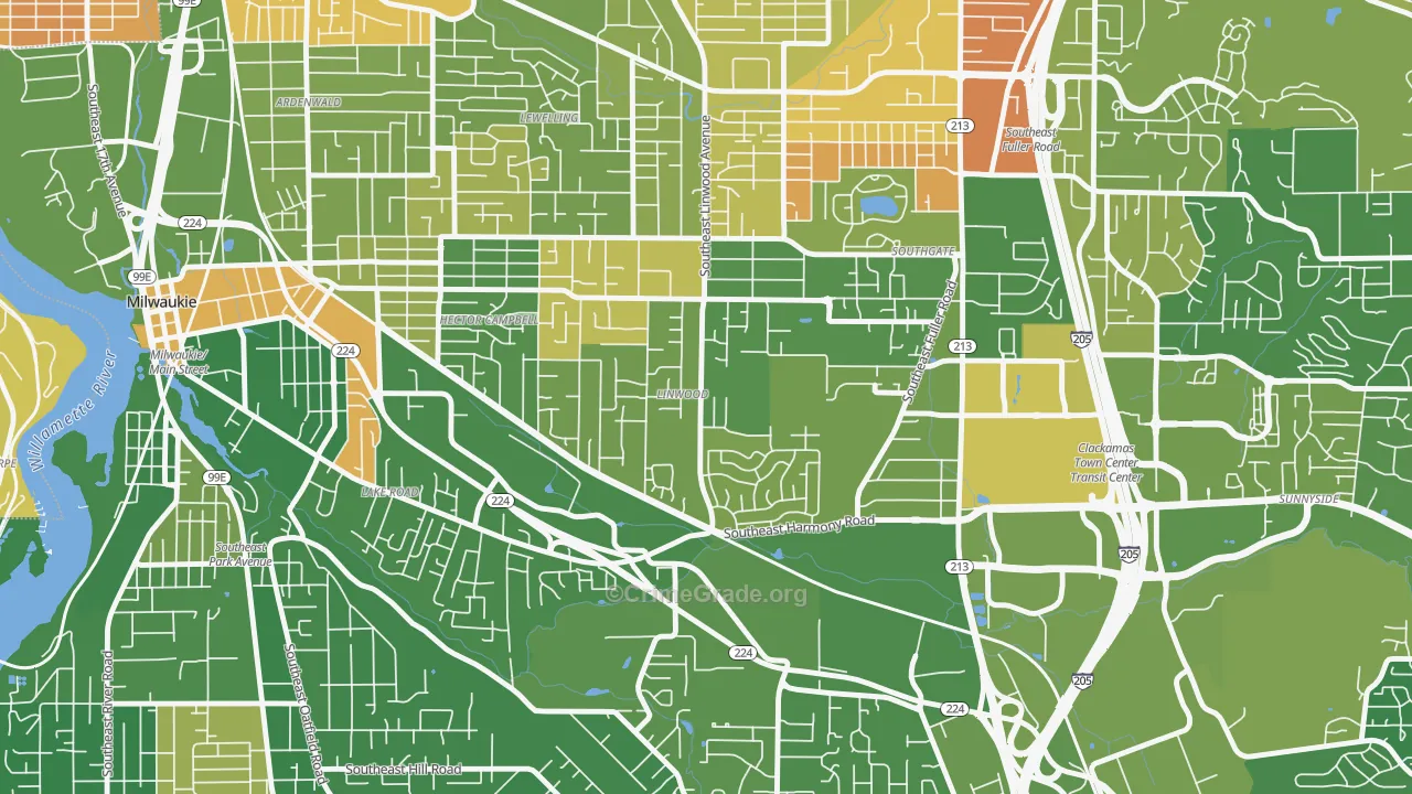 Linwood, Milwaukie, OR Map of Murder Rates