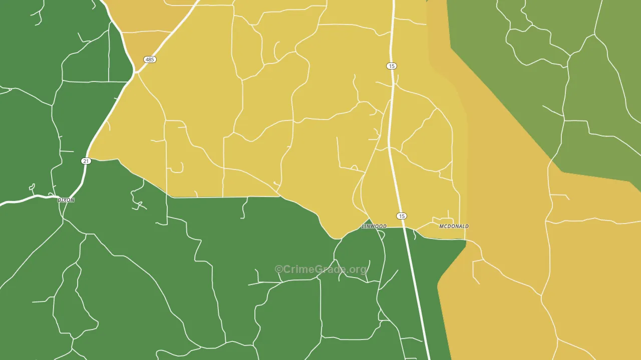 Linwood, MS Map of Murder Rates