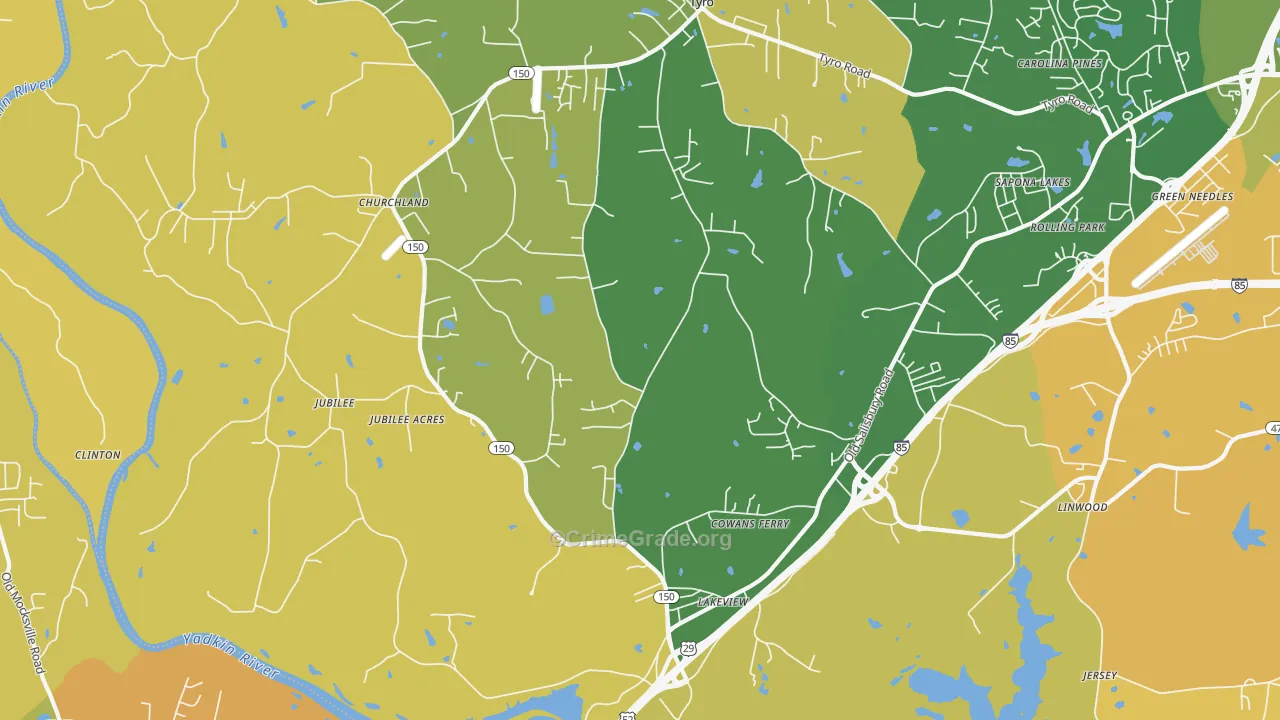 Linwood, NC Map of Murder Rates
