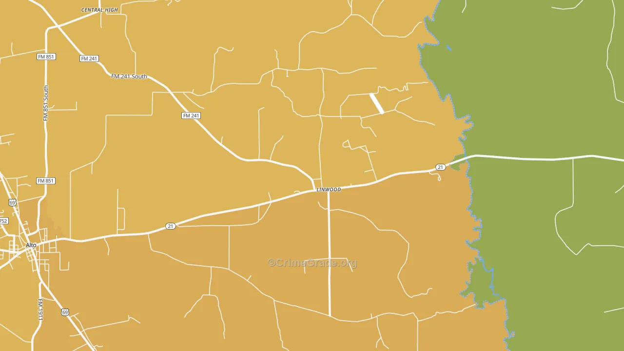 Linwood, TX Map of Murder Rates