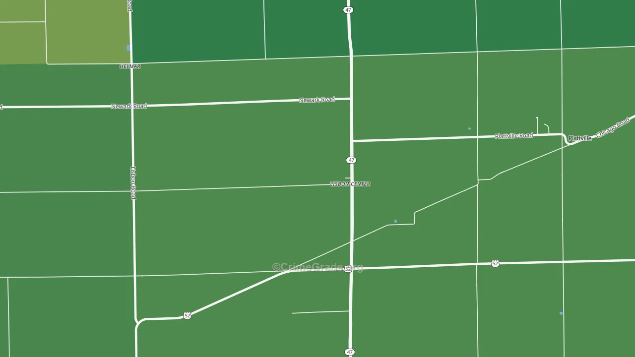 Lisbon Center, IL Map of Murder Rates