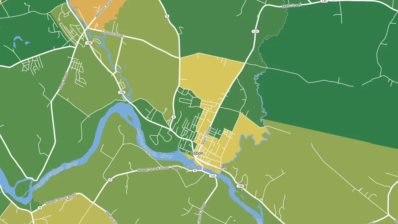 Lisbon Falls, ME Map of Murder Rates
