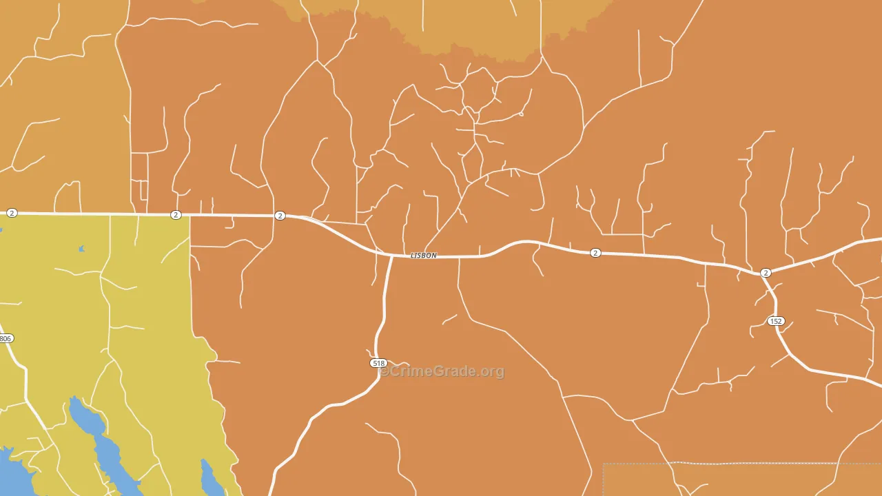 Lisbon, LA Map of Murder Rates