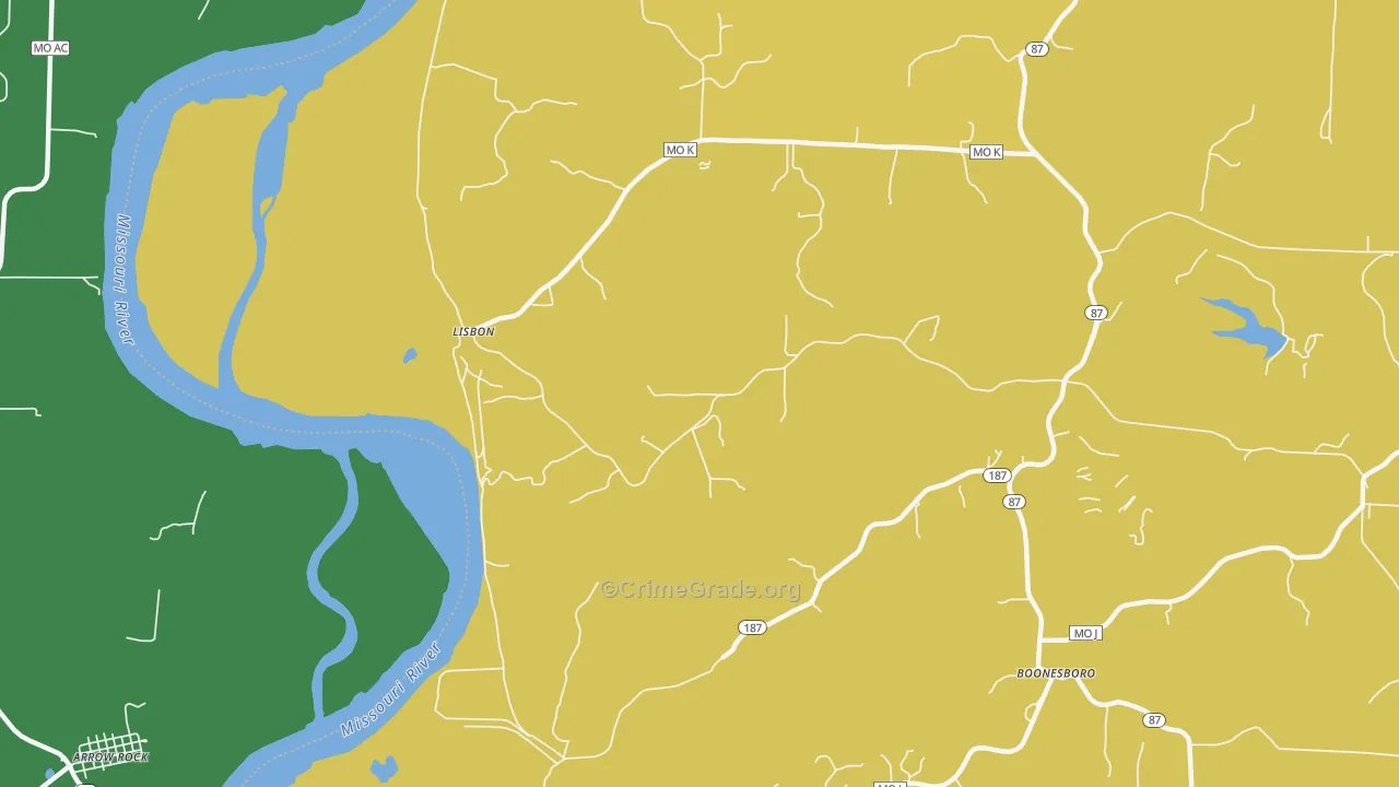 Lisbon, MO Map of Murder Rates