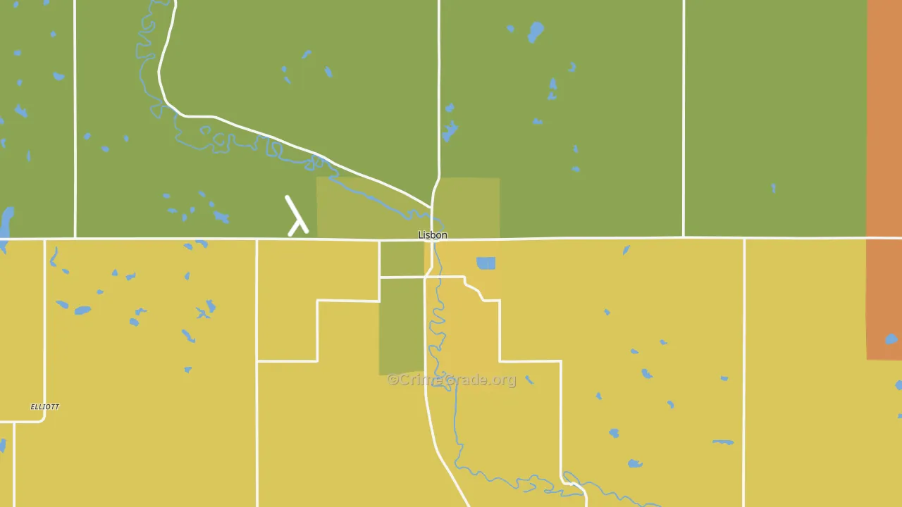 Lisbon, ND Map of Murder Rates