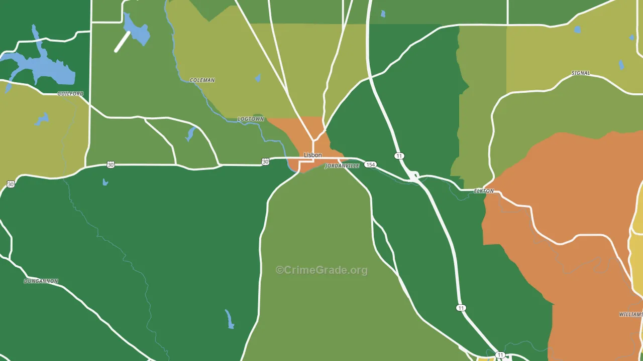 Lisbon, OH Map of Murder Rates
