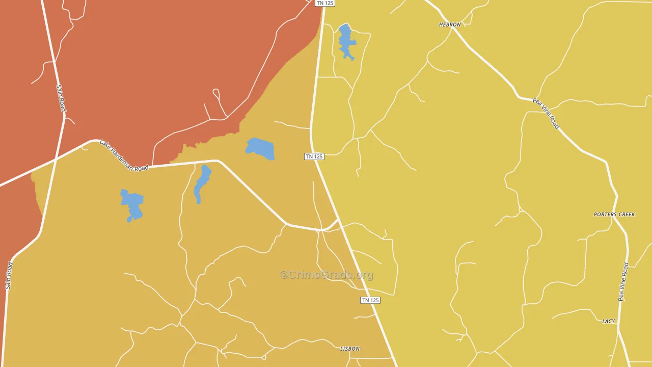 Lisbon, TN Map of Murder Rates