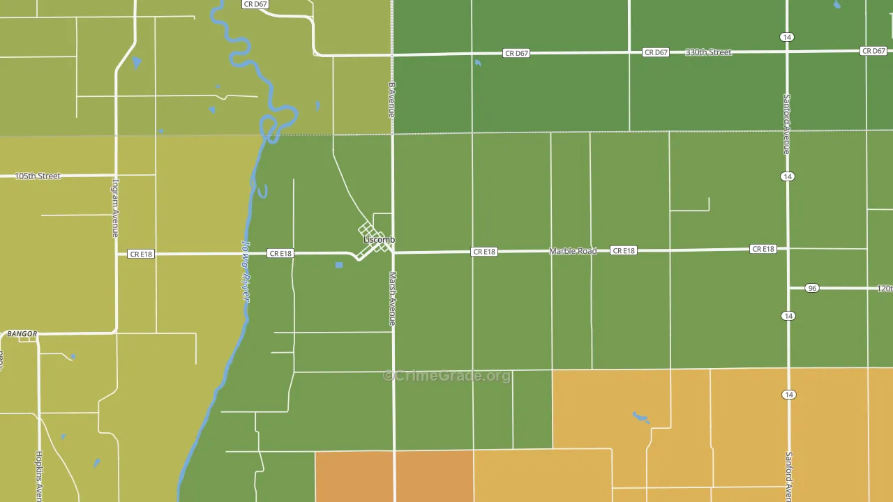 Liscomb, IA Map of Murder Rates