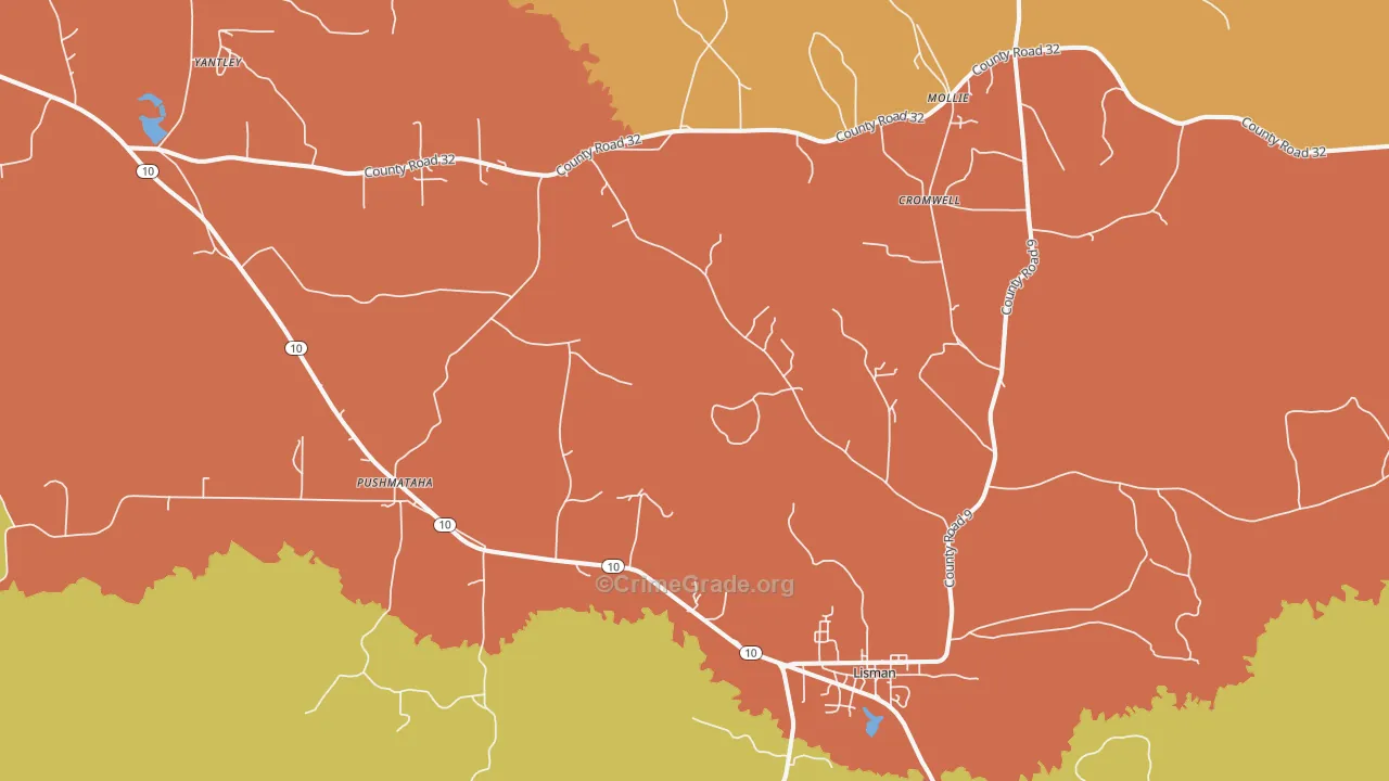 Lisman, AL Map of Murder Rates