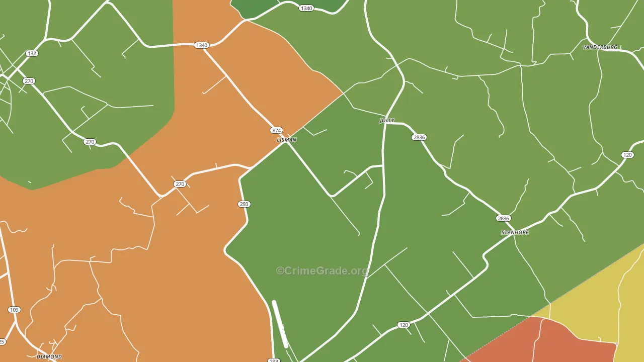 Lisman, KY Map of Murder Rates