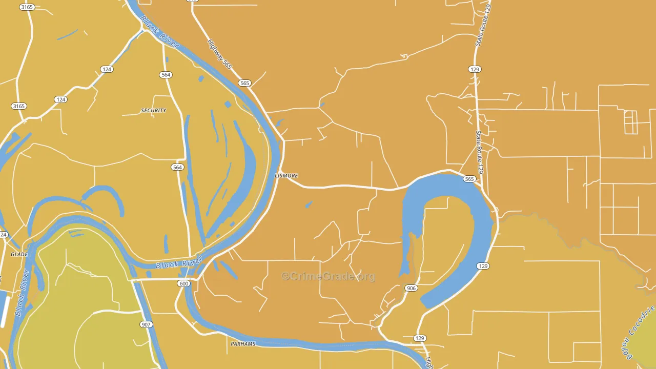 Lismore, LA Map of Murder Rates