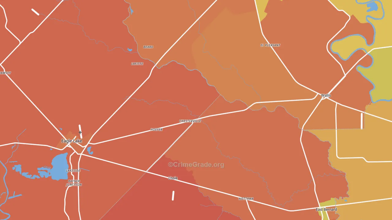 Lissie, TX Map of Murder Rates