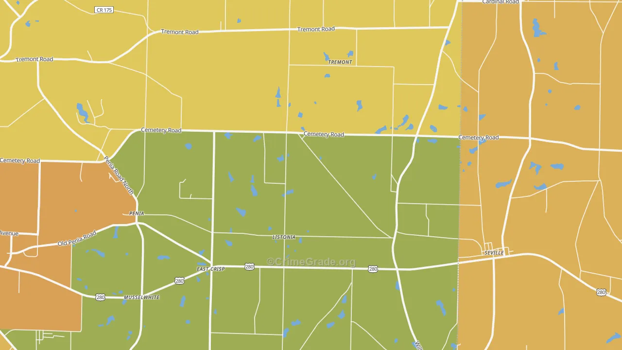 Listonia, GA Map of Murder Rates