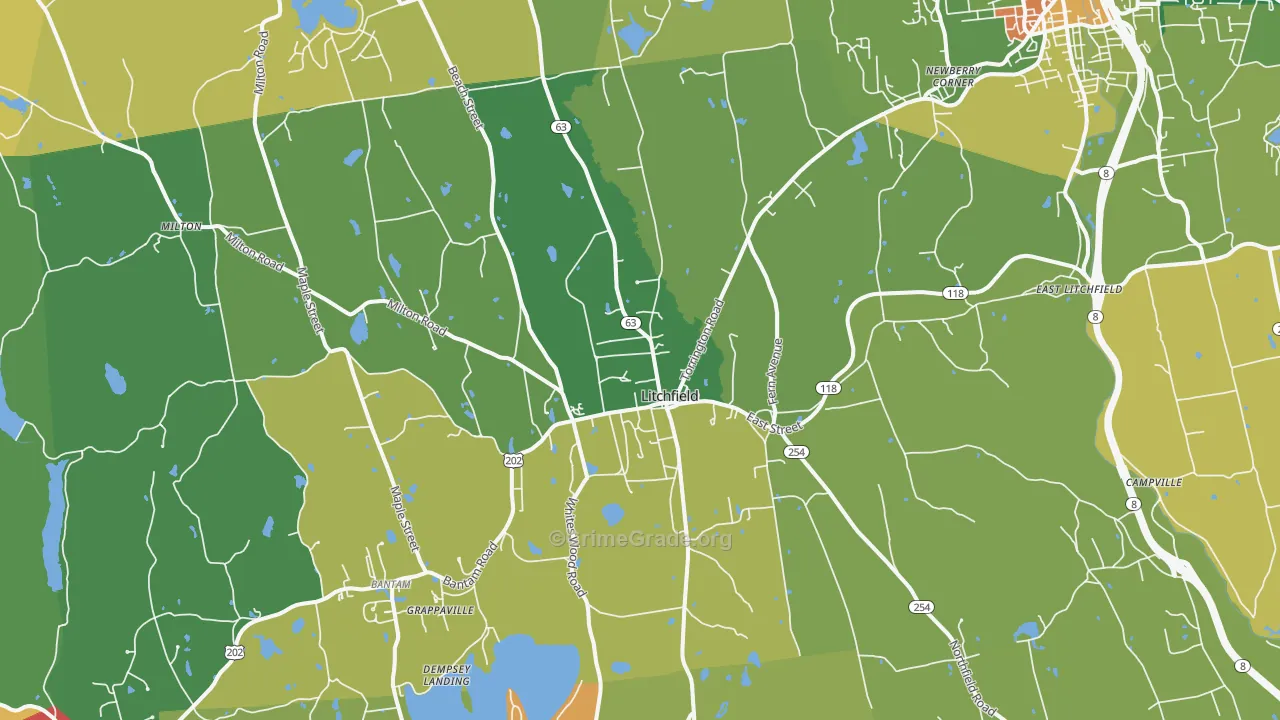 Litchfield, CT Map of Murder Rates