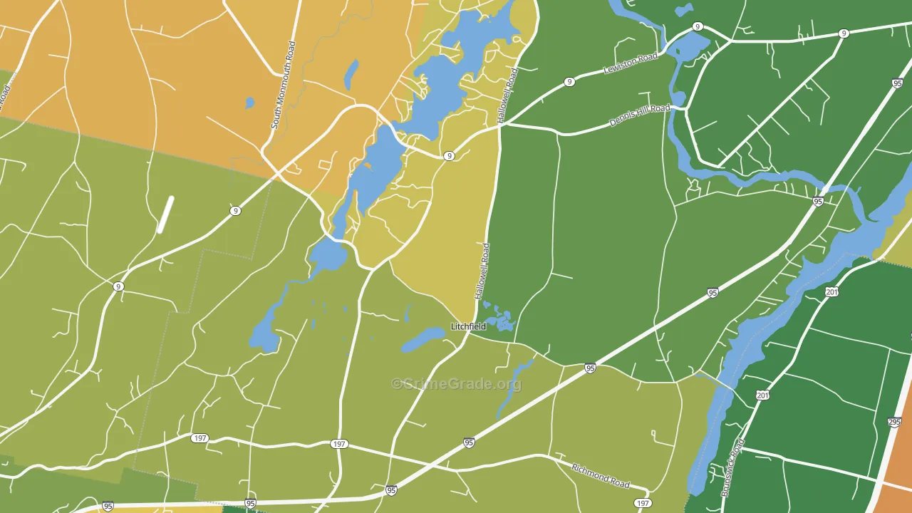 Litchfield, ME Map of Murder Rates