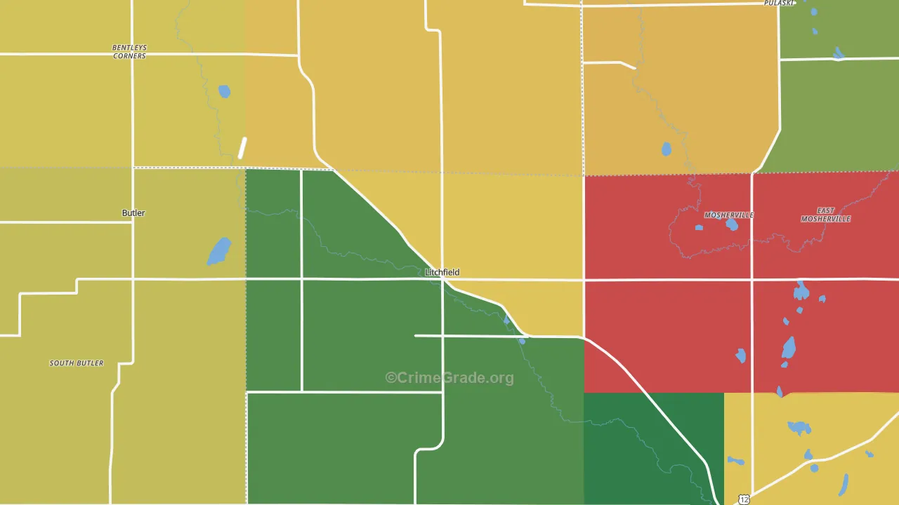 Litchfield, MI Map of Murder Rates