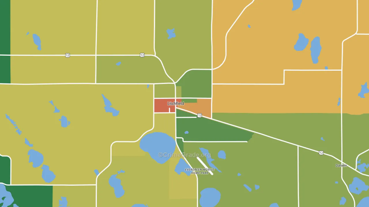 Litchfield, MN Map of Murder Rates