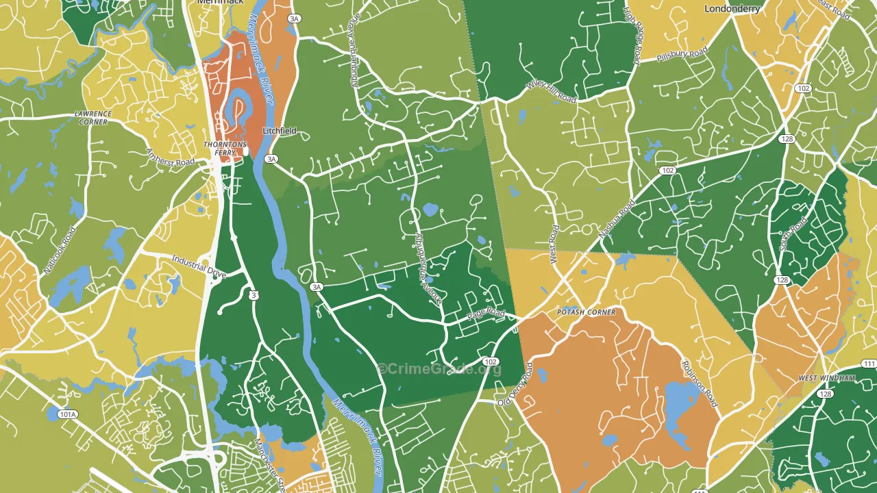 Litchfield, NH Map of Murder Rates