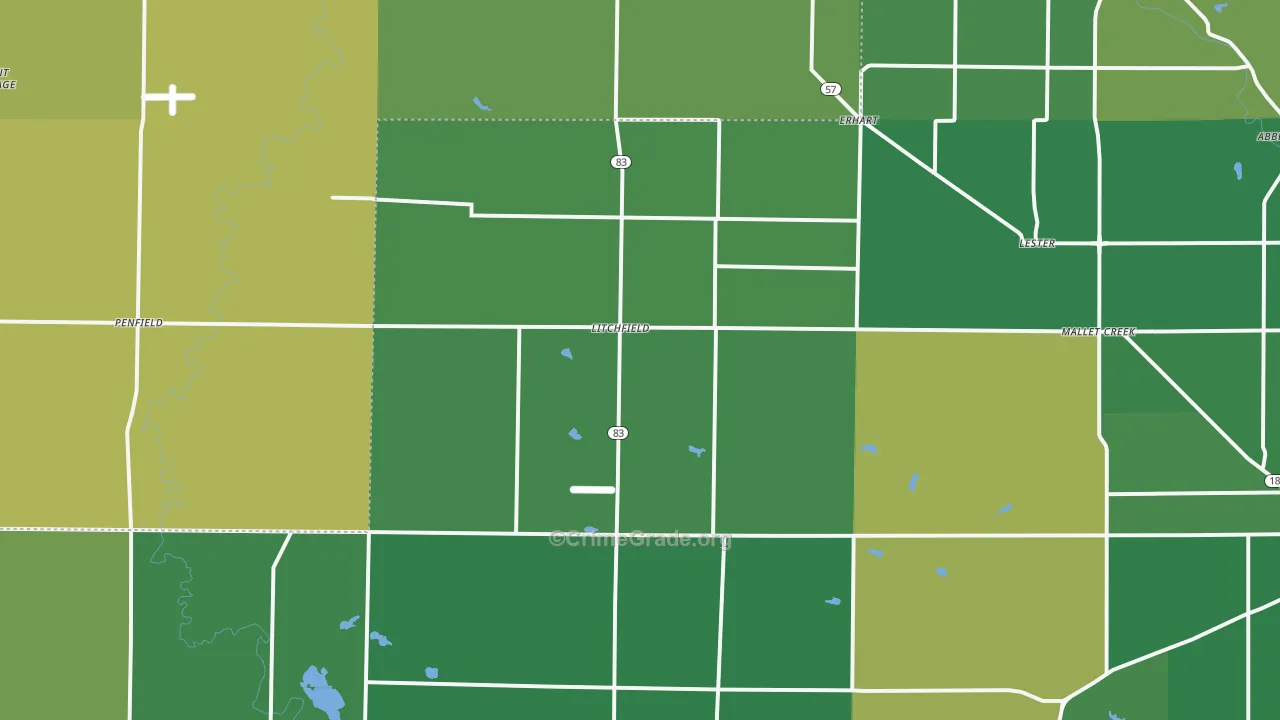Litchfield, OH Map of Murder Rates