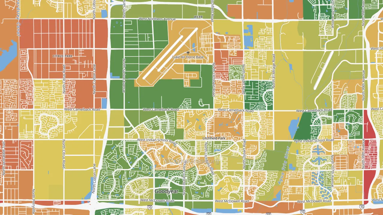 Litchfield Park, AZ Map of Murder Rates