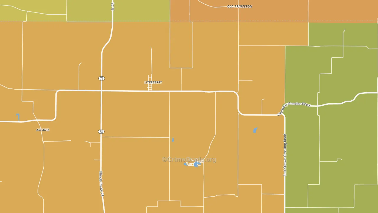 Literberry, IL Map of Murder Rates