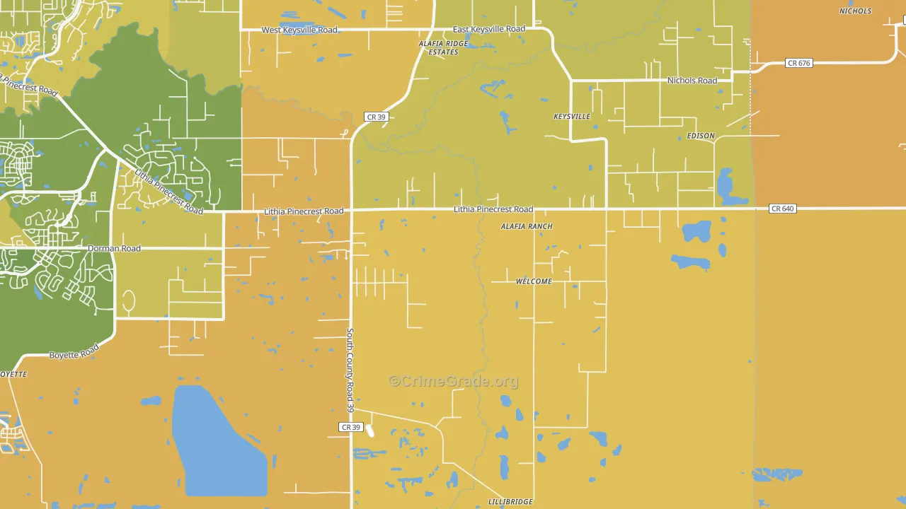 Lithia, FL Map of Murder Rates