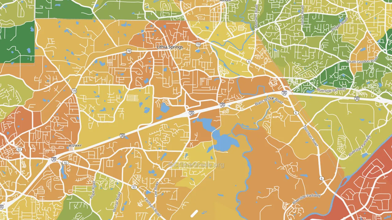 Lithia Springs, GA Map of Murder Rates