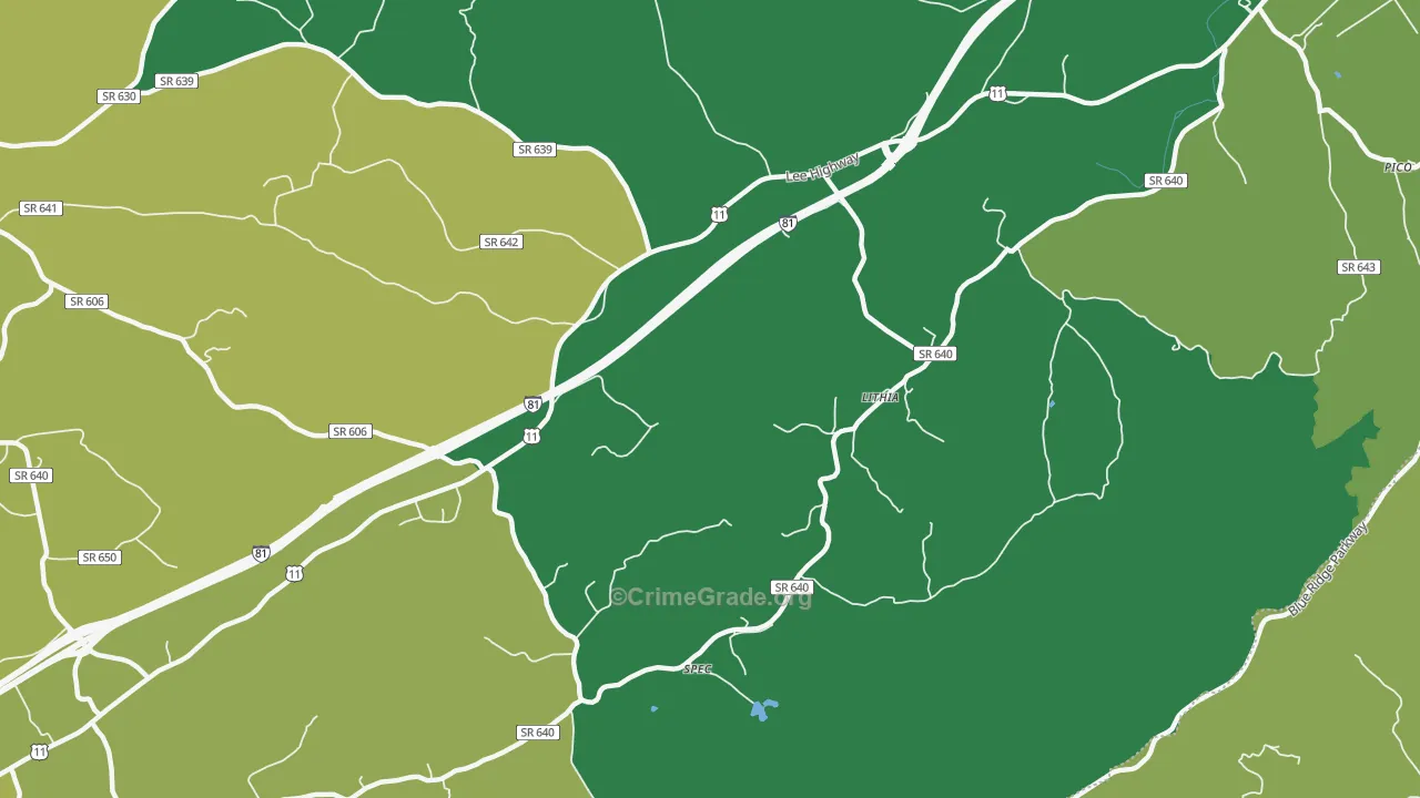 Lithia, VA Map of Murder Rates