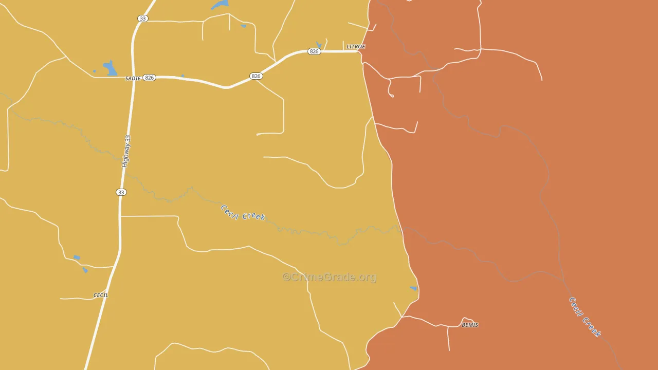 Litroe, LA Map of Murder Rates
