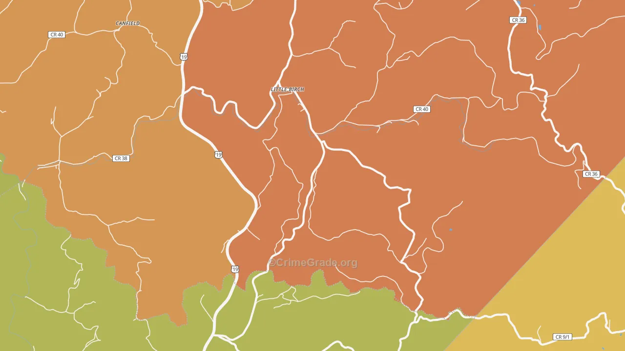 Little Birch, WV Map of Murder Rates