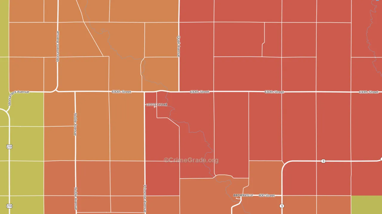 Little Cedar, IA Map of Murder Rates