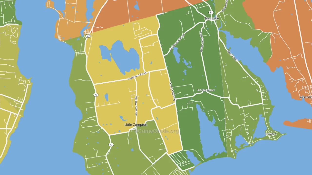 Little Compton, RI Map of Murder Rates