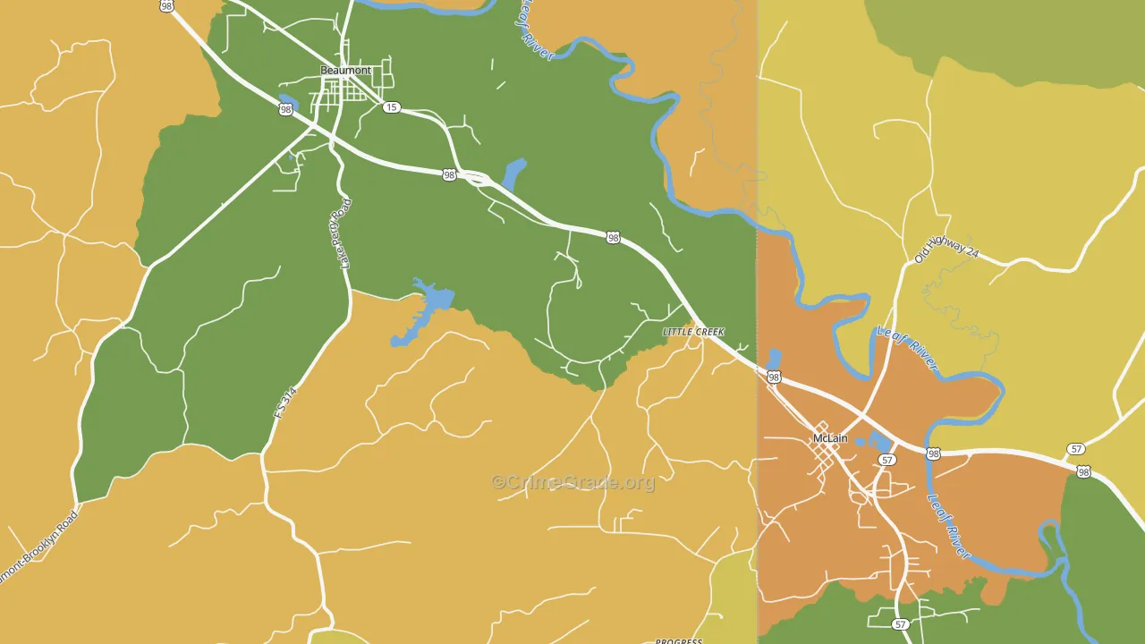 Little Creek, MS Map of Murder Rates