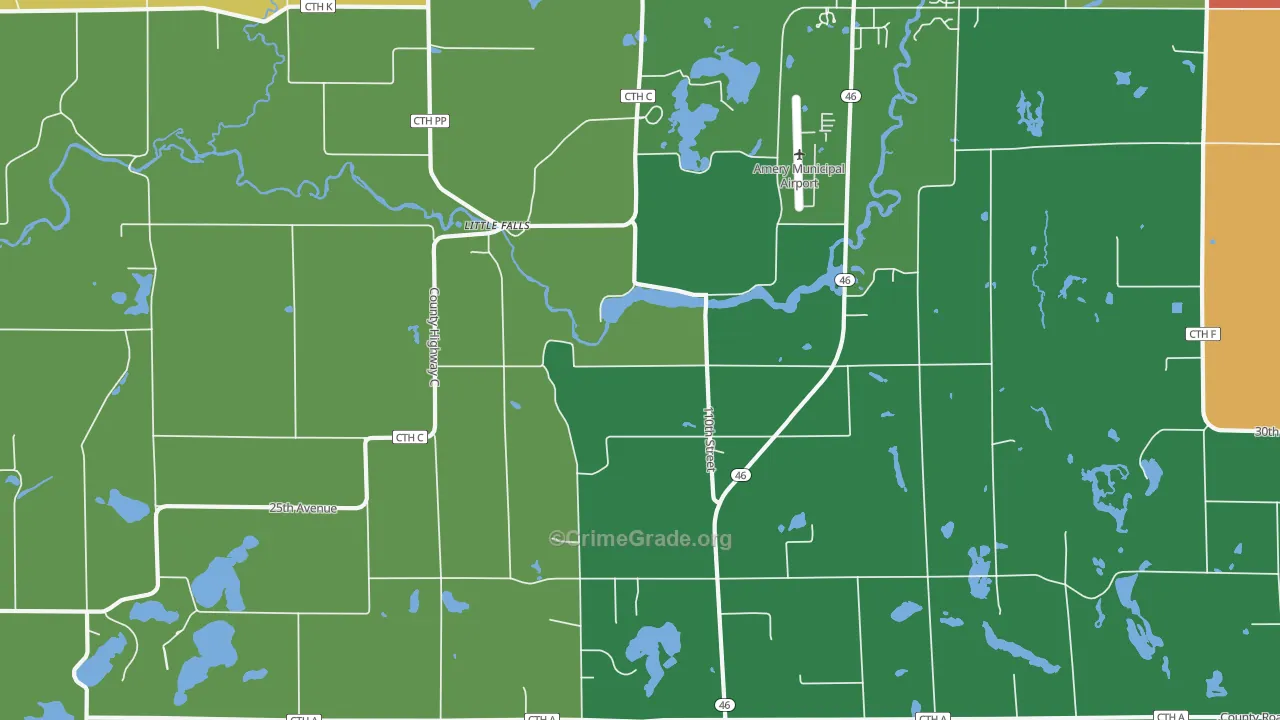 Little Falls, WI Map of Murder Rates