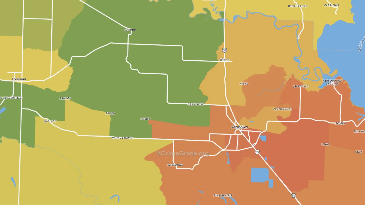 Little River County, AR Map of Murder Rates
