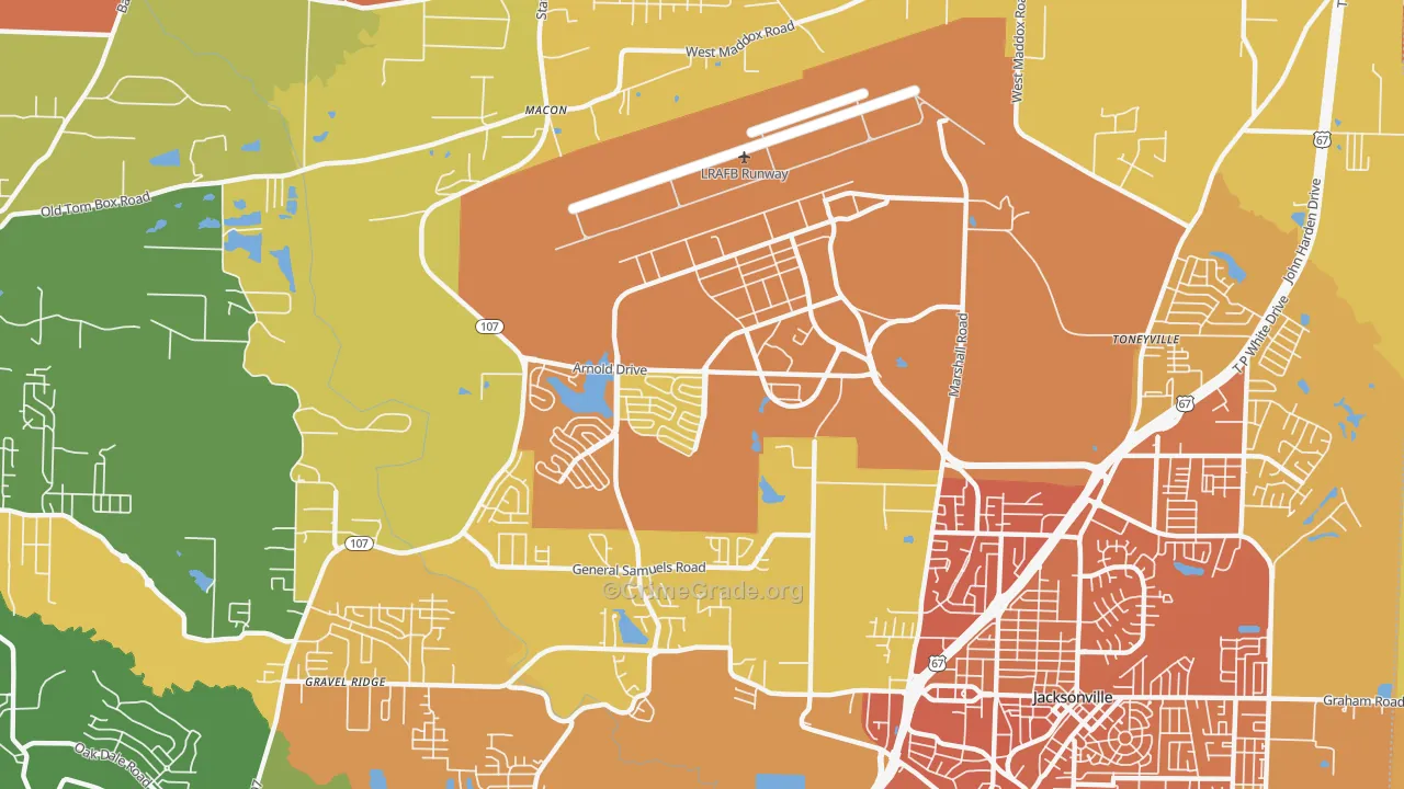 Little Rock Air Force Base, AR Map of Murder Rates