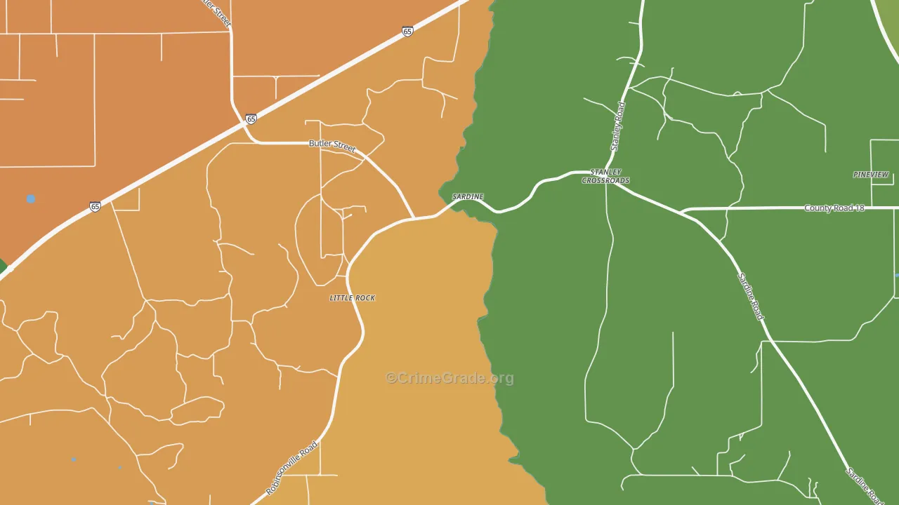 Little Rock, AL Map of Murder Rates