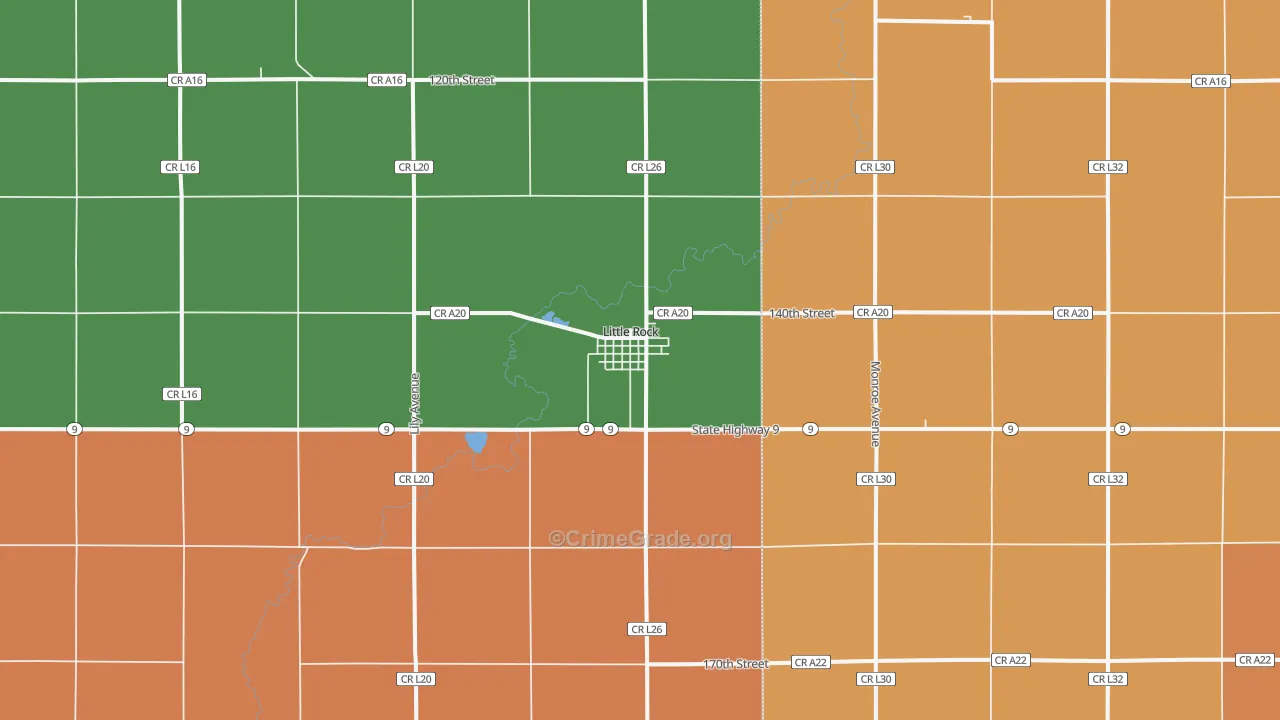 Little Rock, IA Map of Murder Rates