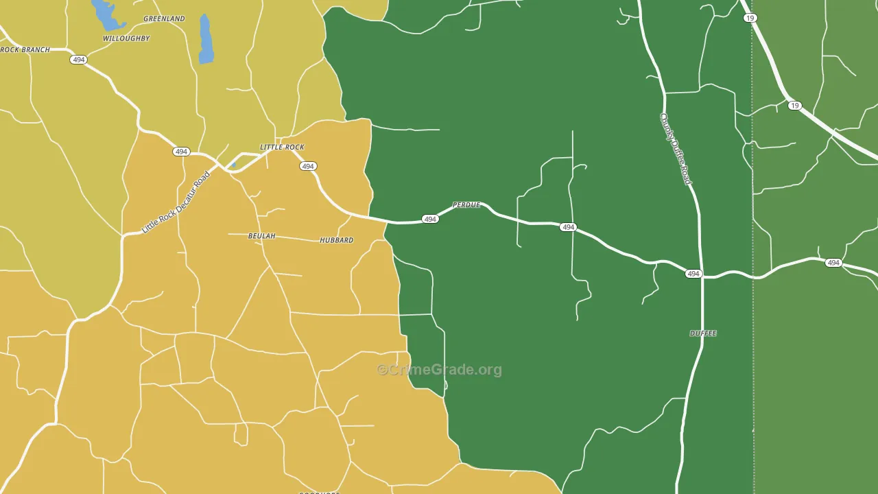 Little Rock, MS Map of Murder Rates