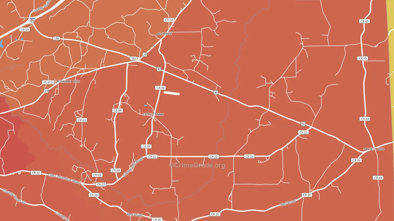 Little Texas, AL Map of Murder Rates