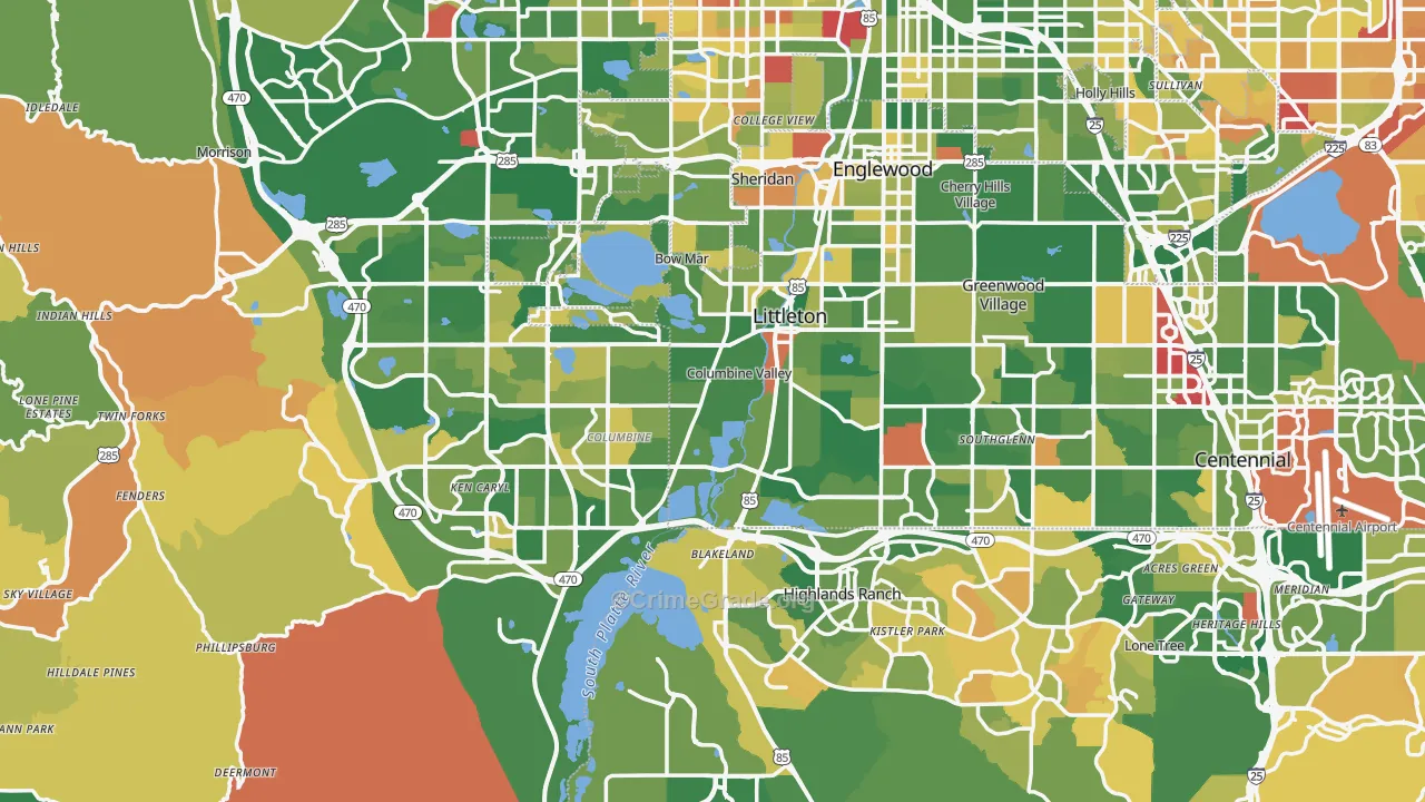 Littleton, CO Map of Murder Rates