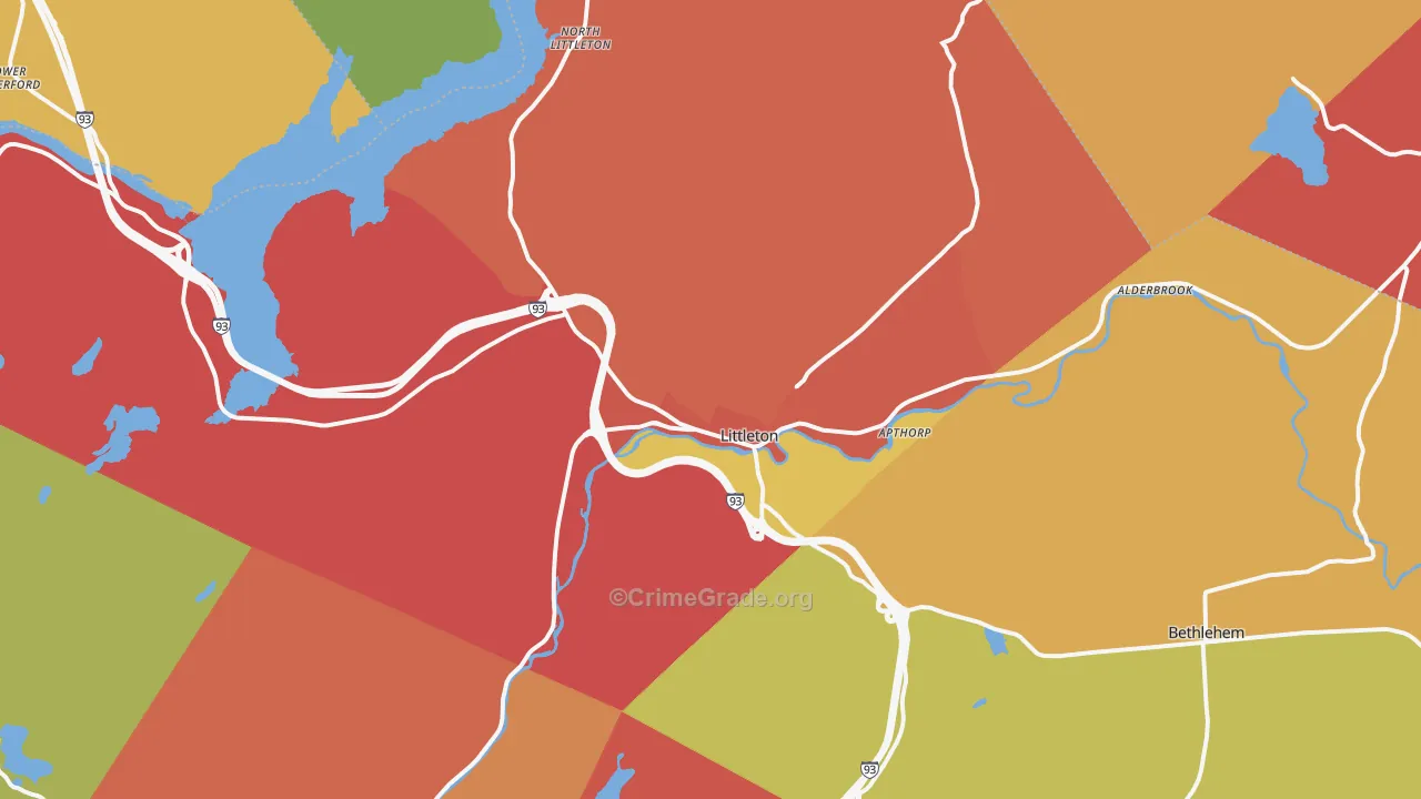 Littleton, NH Map of Murder Rates