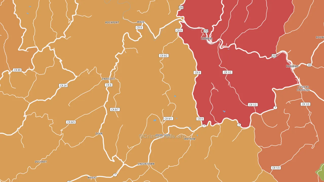 Littleton, WV Map of Murder Rates